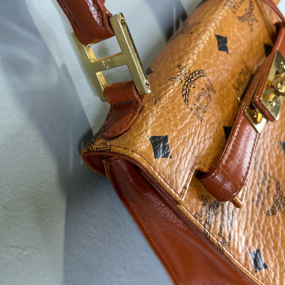 MCM mini Cognac Visetos Top Handle Bag - Picture 9 of 12